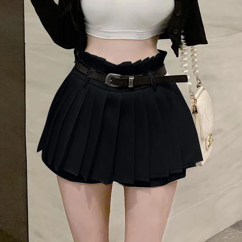 Modieuze Hoge Taille Jk College Stijl Sexy Mini Rok Plooirok (Met Riem)