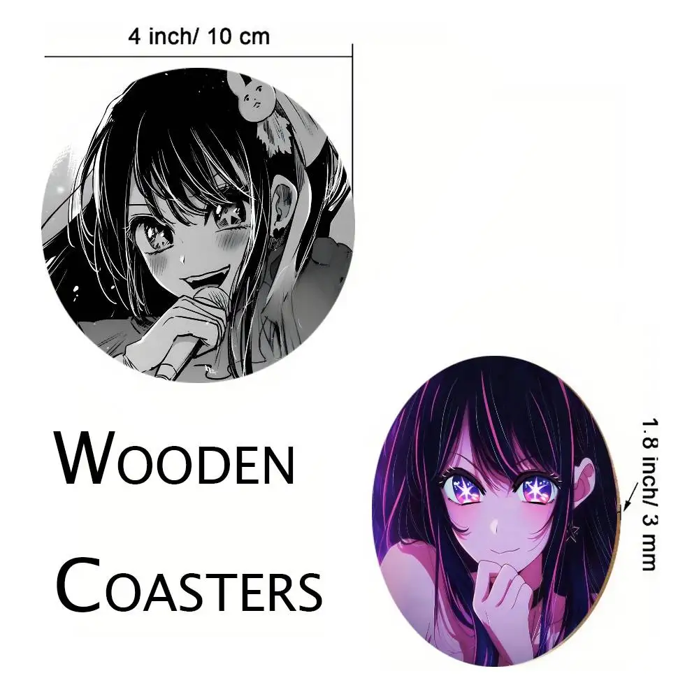 Hoshino Ai Anime Character Coasters 10cm Round Wooden Suitable For Drinks Tea Coffee Home Gift Choice Holidays