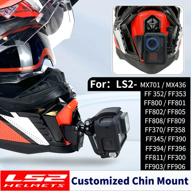 Kask LS2 dostosowany do MX701 436 FF370 352 800 801 802 805 811 903 Uchwyt podbródkowy do GoPro Hero10 Insta360 X2 3 DJI Akcesoria