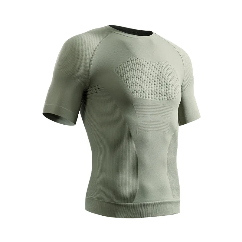 Seamless Sports and Fitness Clothes,men's Sports Short Sleeved Set, Running Speed Drying Clothes,summer Sweat Absorbing Training