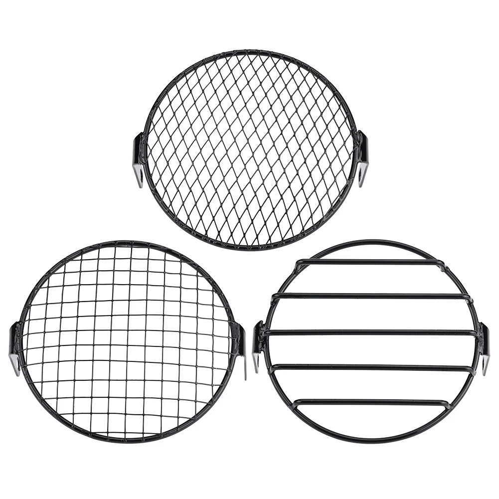 Motocicleta redonda Grill capa para Cruiser Chopper Cafe Racer, lado Mount farol, redondo, 5"