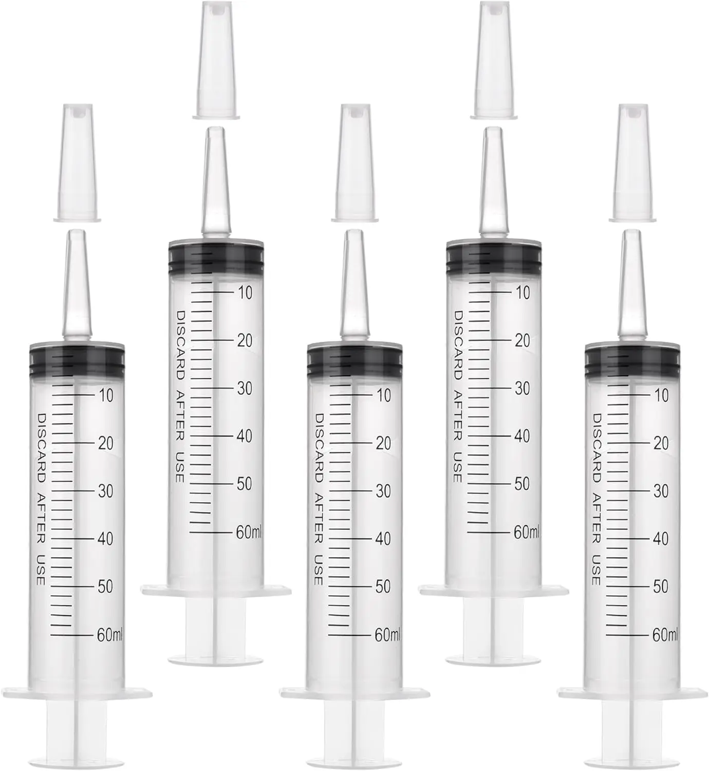 20 Stück/8 Stück/1 Stück 60-ml-Spritze, Kunststoffspritze, Fütterungsspritze für Haustiere mit Deckel, Messspritze für Labor, Dosierung, Bewässerung – Detail 1