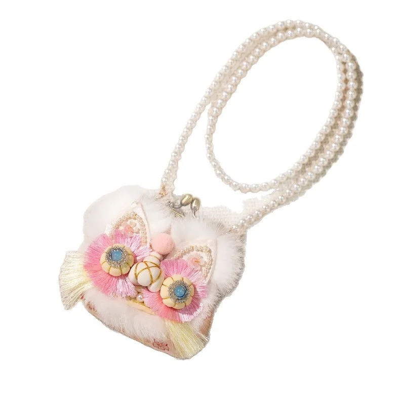 Four persimmons Ruyi tiger head bag DIY tiger head national style embroidery with Hanfu national style