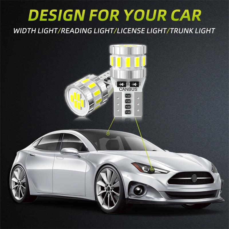 Jiachi 2 قطعة لا القطبية CANBUS LED T10 3014Chip-18W ضوء لمبة 6000K 12 فولت سيارة القراءة مصباح لوحة ترخيص ضوء أداة مصباح الأبيض #4