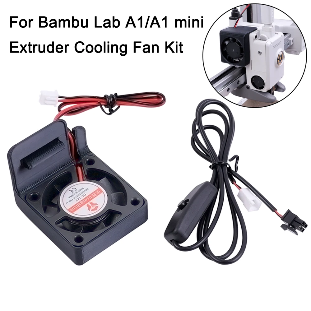 For Bambu Lab A1 / A1 mini Extruder Motor Cooling Fan Expand Kit Fast Cooling With Independence Switch 3D Printer Accessories