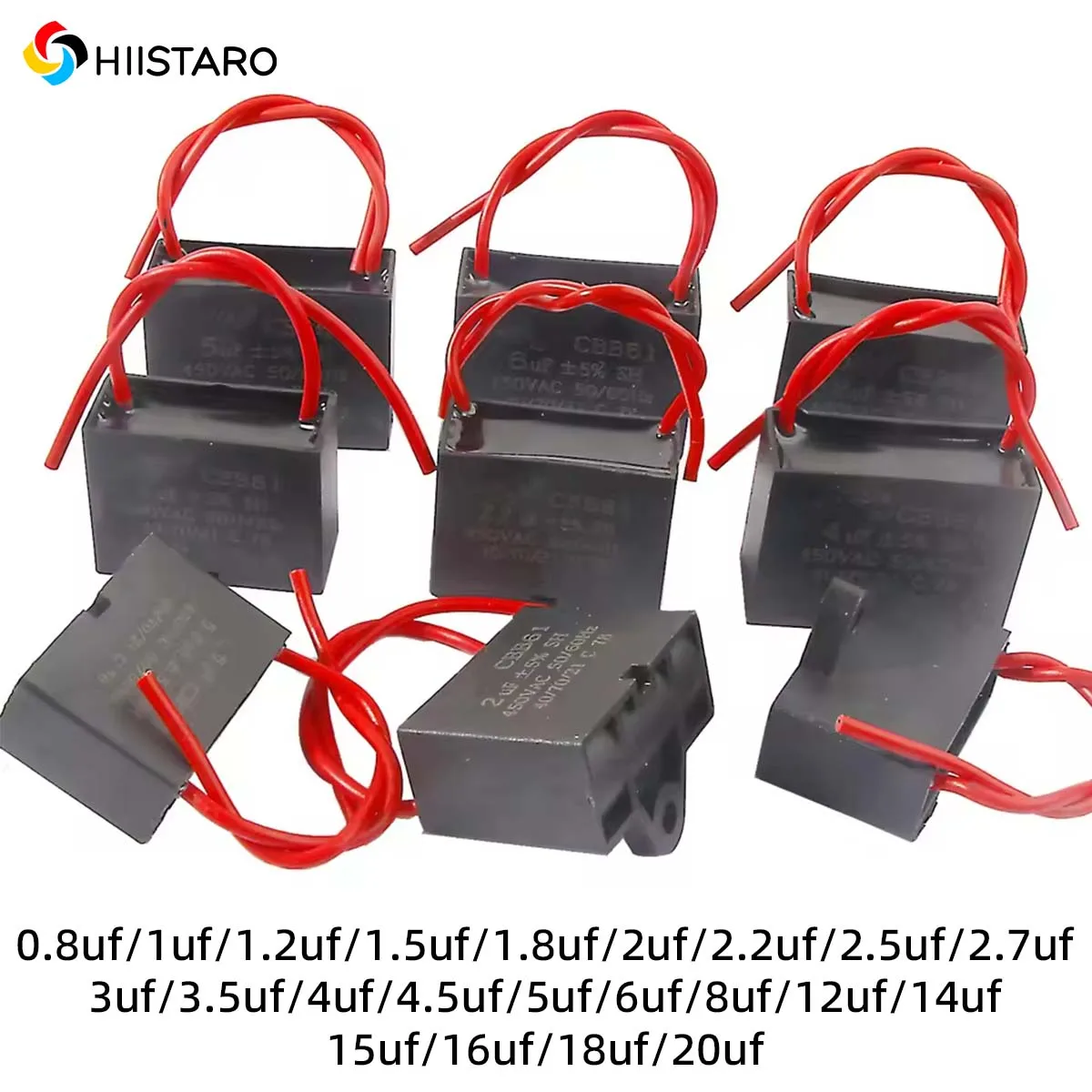 5 Stück CBB61 Laufstartkondensator 450VAC 1/1,5/3/4/8/12/14/15/16/18/20UF Lüftermotor-Kondensator für Luftkühler-Pumpenmotor-Ersatz
