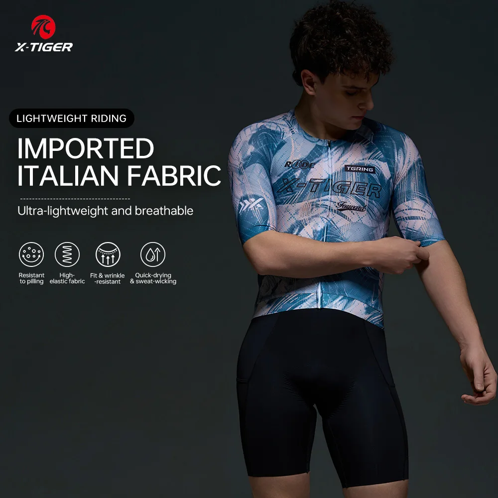 X-TIGER Men's Cycling Jersey Summer Slim Fit Breathable Quick-drying  Bike Cycling Jersey MTB Road Pro Bicycle Cycling Jersey