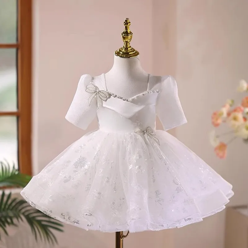 New Children's Princess Costume Wedding Birthday Baptism Party Dresses For Girls A4552 Vestidos Bridesmaid Dresses