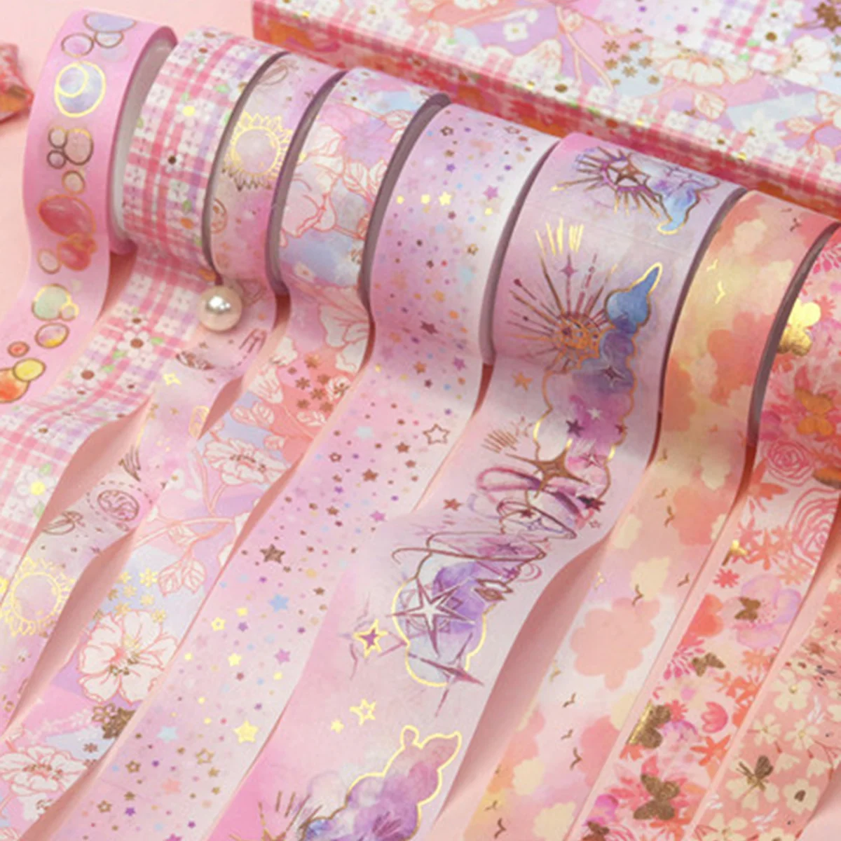 9 Rolls/Box, Romantic Pink Series Washi Tape, Suitable for Holiday Party DIY, Photo Frames and Gift Box Decoration Gifts