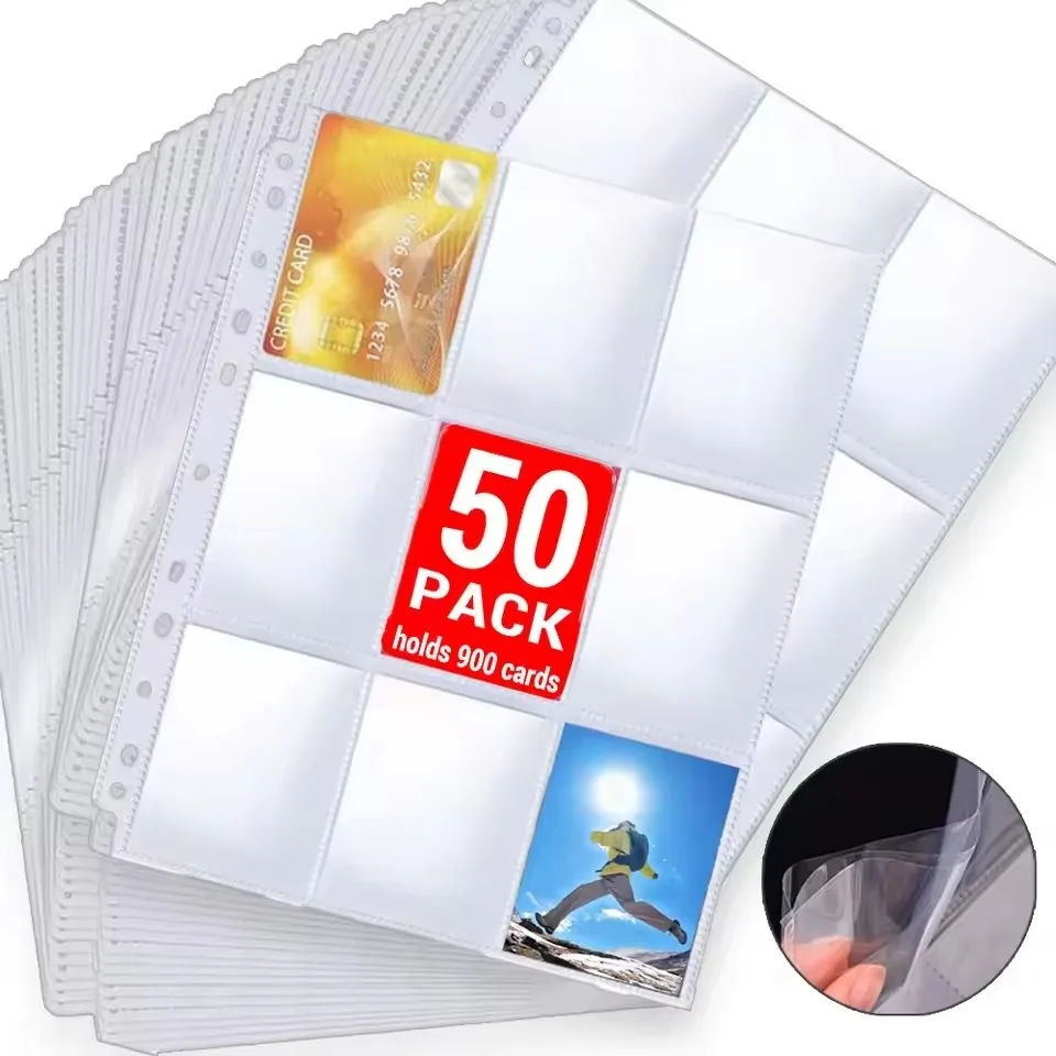 Double-Sided Card Sleeves Binder Pocket Gaming Trading Cards Kpop Album Page Binder Sheets for Stickers Stamps Card Page Storage