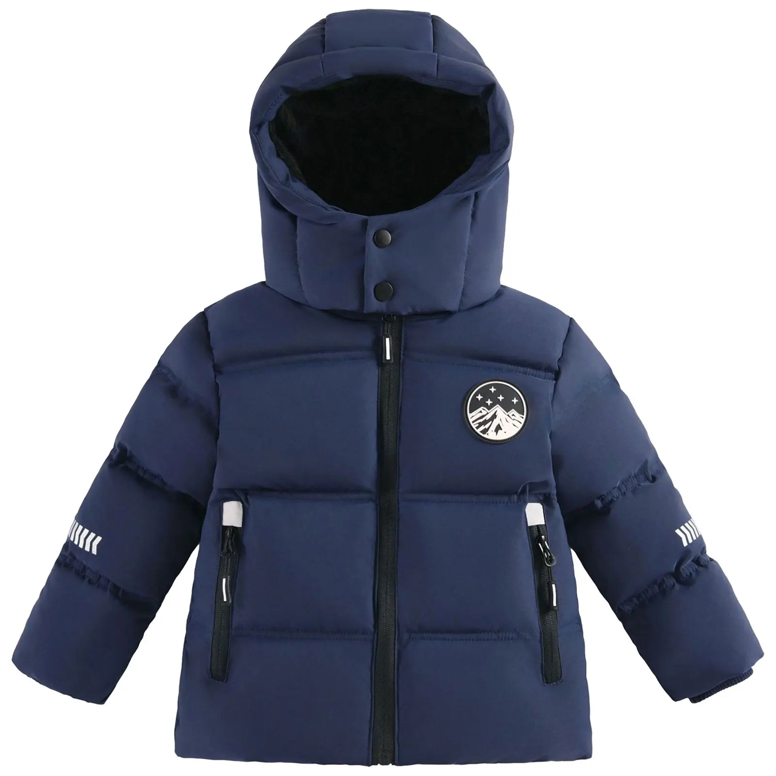 

Boys Puffer Coat,Warm Hood Children's Winter Outerwear,Windproof Kids Down Cotton Jacket,Fleece Lined Casual Teens Snow Jacket