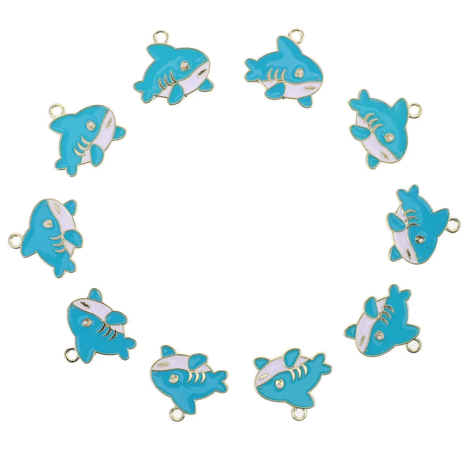 

10Pcs Shark Charms Alloy Enamel Pendants Mini Animal Accessories DIY Necklace Bracelet Making Supplies