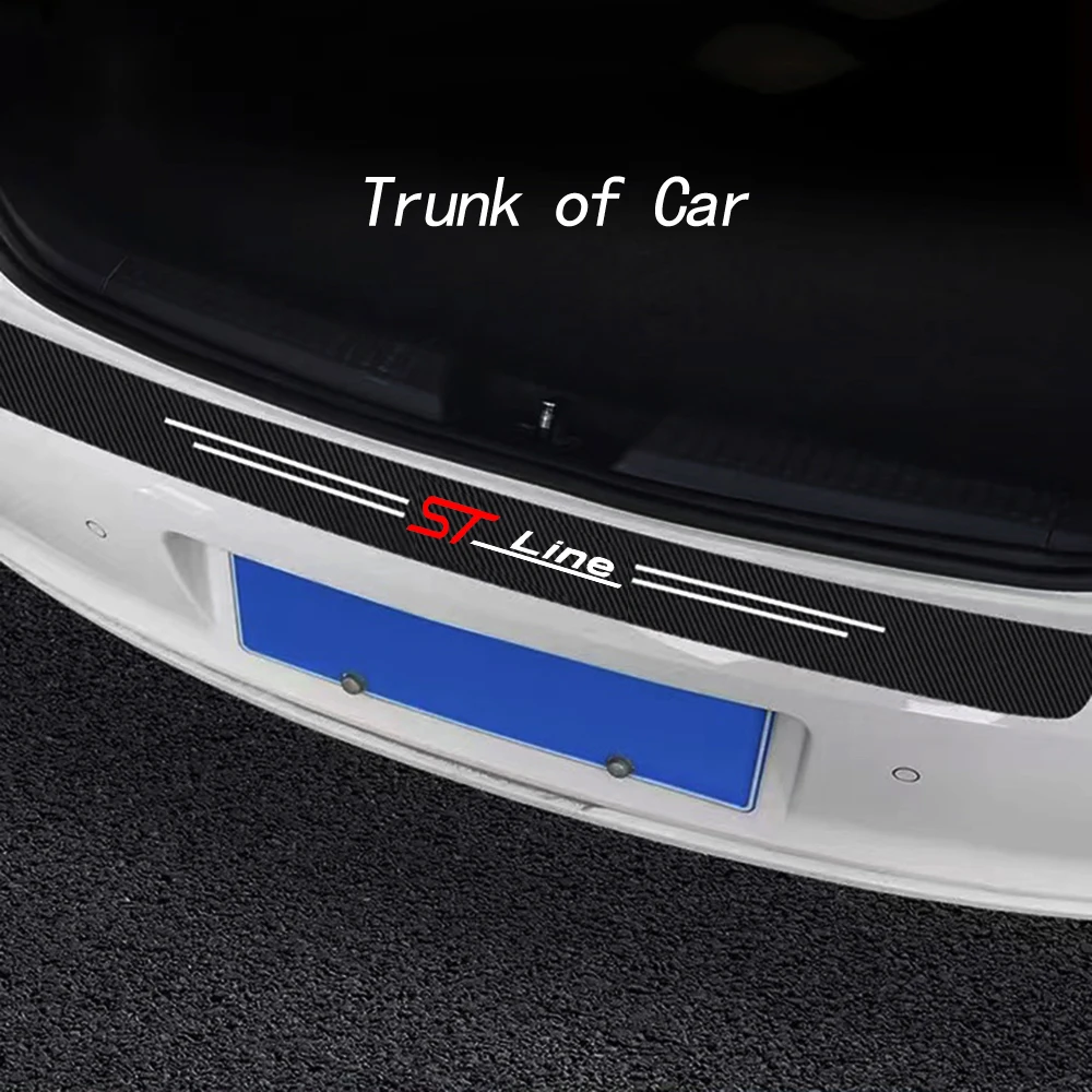 Auto Door Sill Carbon Fiber Car Sticker Protector Strip Waterproof Protect Film For Ford ST LINE STLINE Mk3 Mk4 Focus Mustang