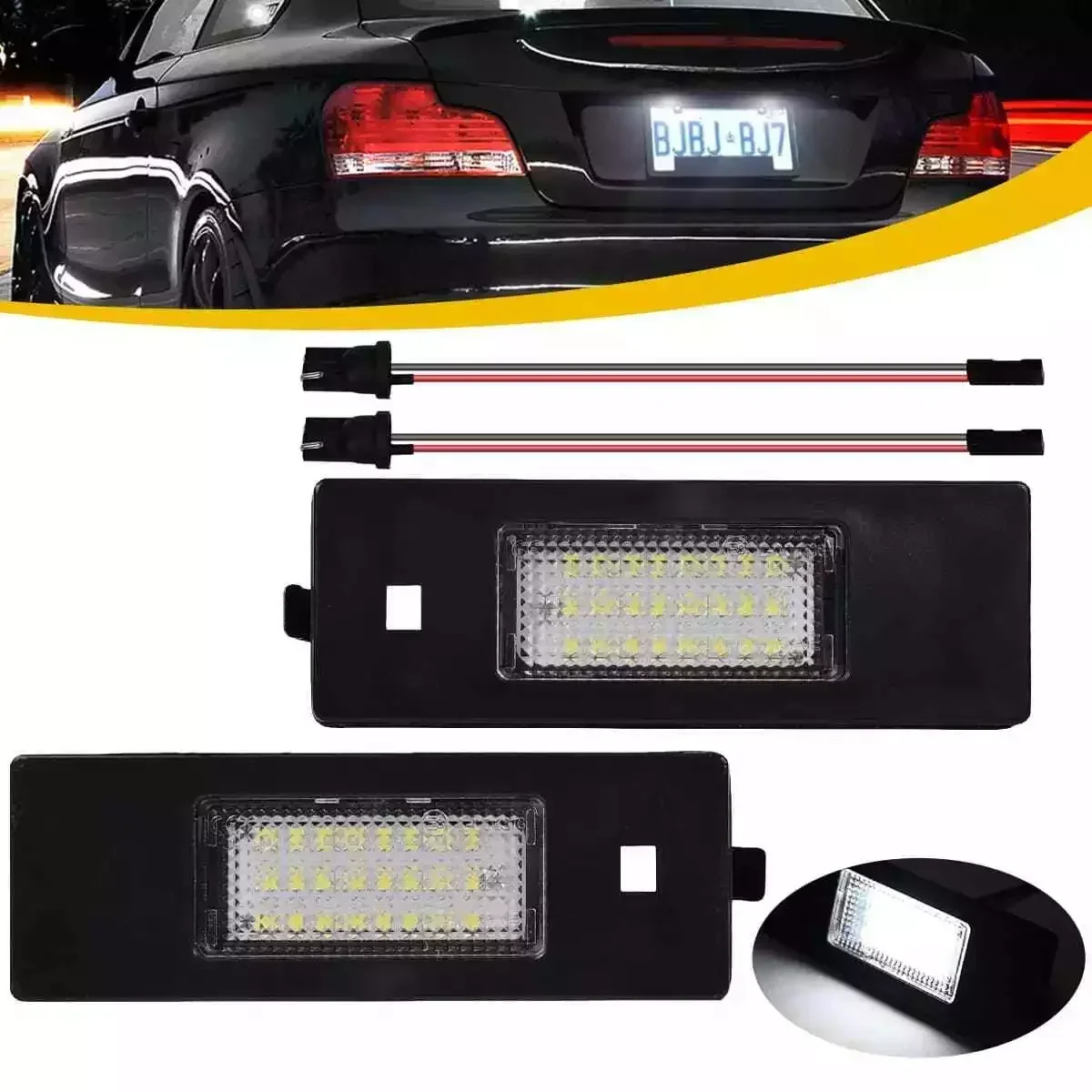 2pcs For BMW LED License Number Plate Lamp 1 Series E81 E87 E63 E64 M6 E85 E86 Z4 F12 F13 F20 K48  Xenon White