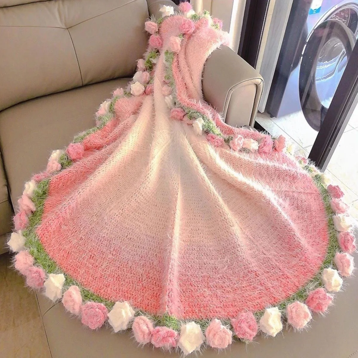 120CM Pink Rose Bouquet Blanket Flower Blanket Decorations Decorative for Sofa Warm Blanket for Bed Home Decorations