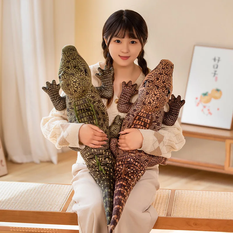 Peluche alligator de la vie réelle pour enfants, poupées de simulation de crocodile, oreiller Kawaii, cadeaux de Noël, animal, 100cm