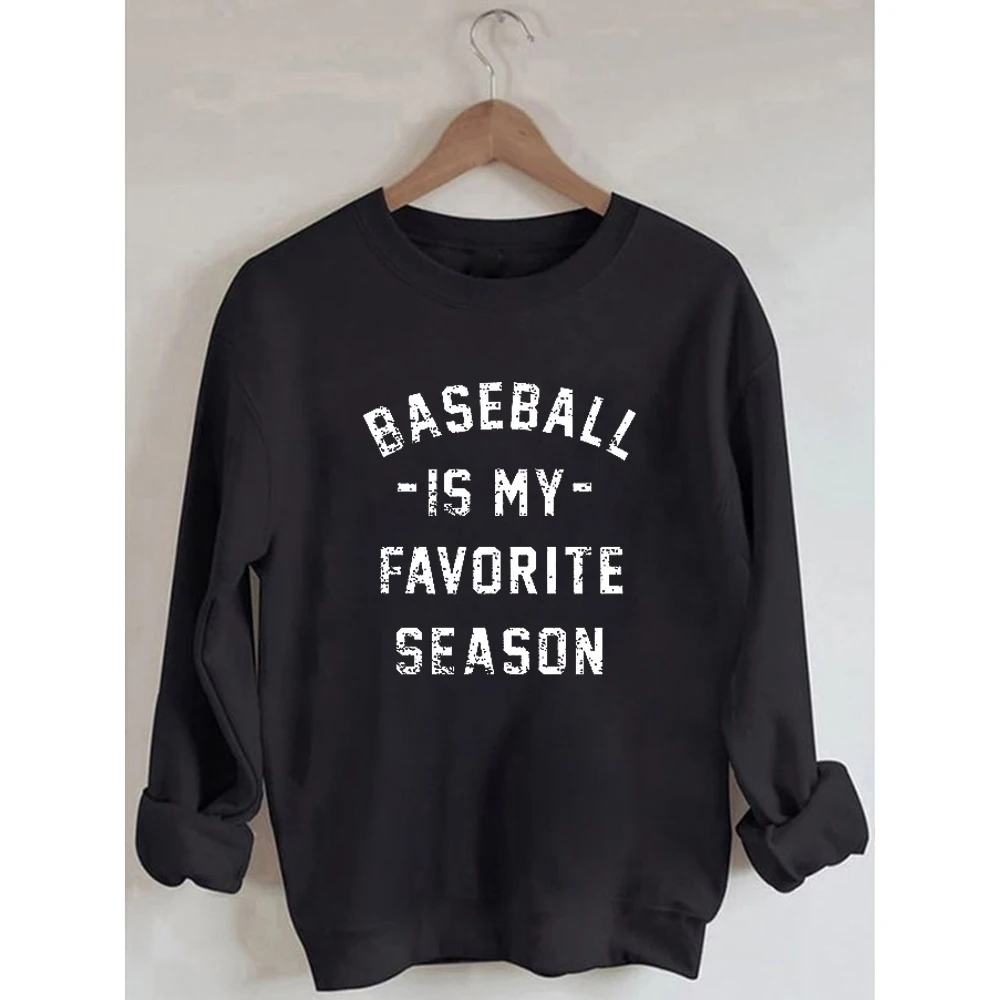 Rheaclots Women's BASEBALL IS MY FAVOURITE SEASON Printed Women's Cotton Female Cute Long Sleeves Sweatshirt