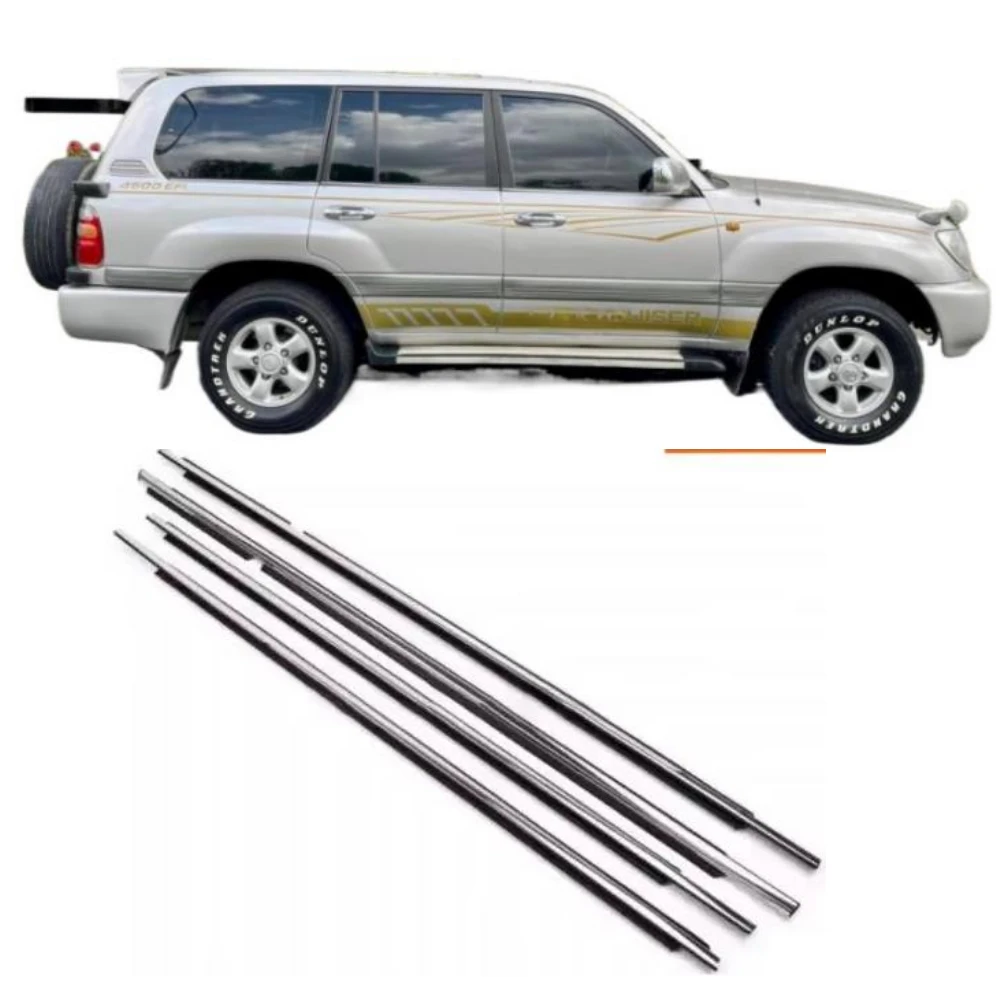 

Комплект из 4 хромированных внешних уплотнителей стекол для Land Cruiser LC100 1998-2007, молдинги для стекол LX470 75740-60030