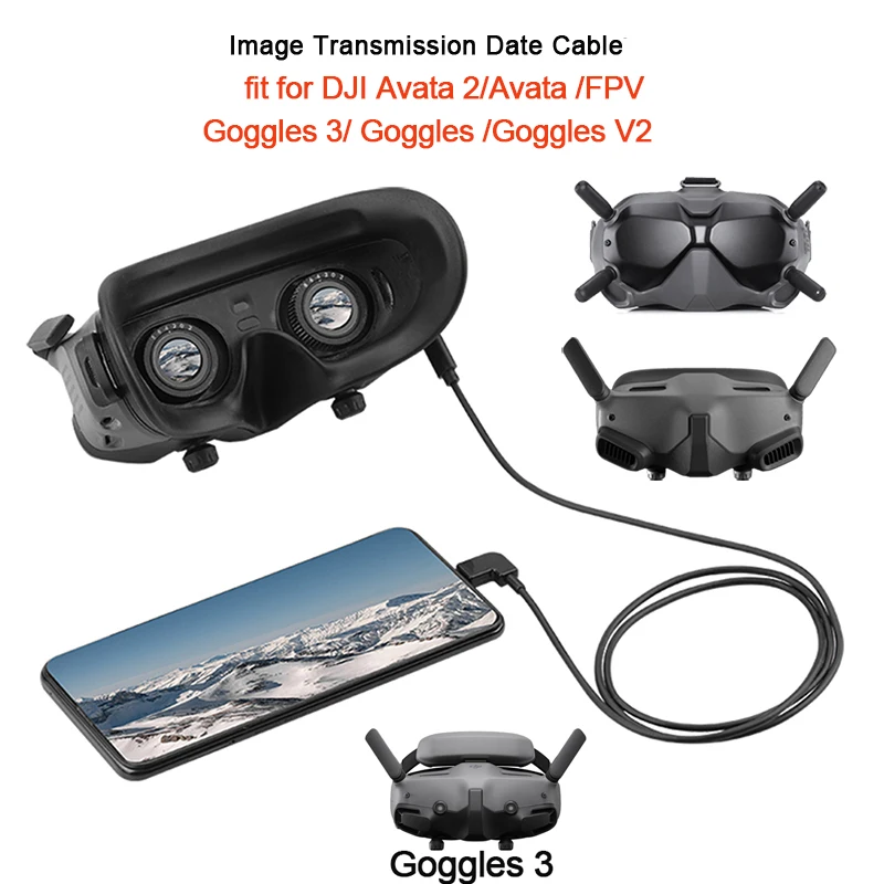 Image Transmission Date Cable for DJI Avata 2/Avata Goggles 3/2 /FPV Goggles V2 Phone/Tablet Adapter 1M Line Drone Accessories