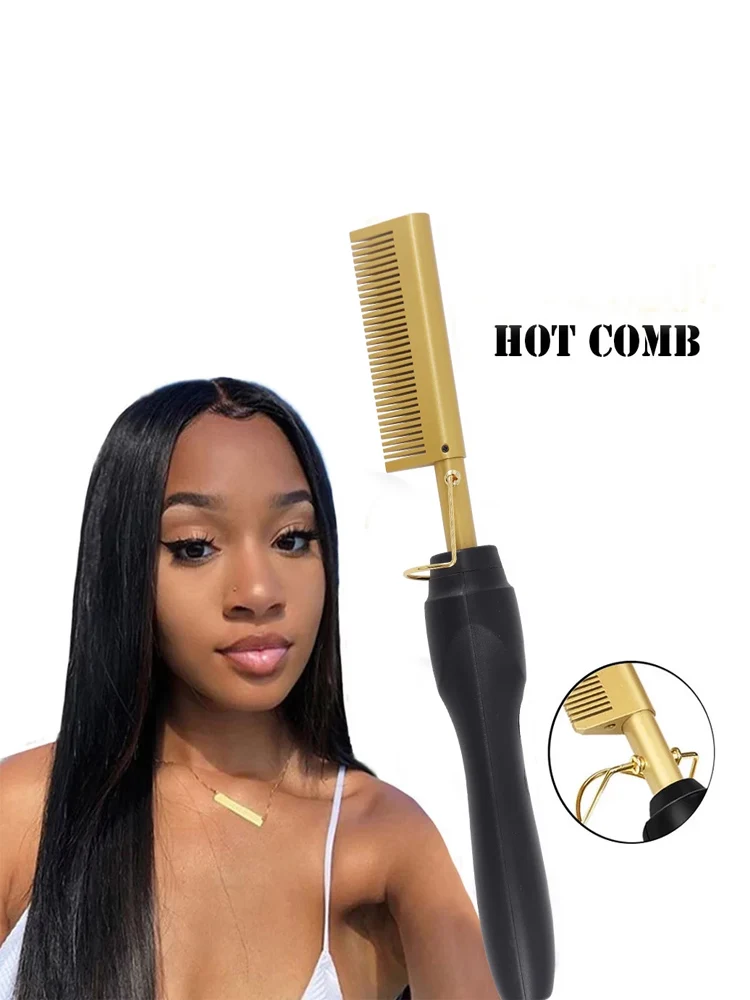 2 in 1  Electric Hot Heating Comb Hair Straightener Curler Wet Dry Hair Iron Straightening Brush Hair Styling Tool