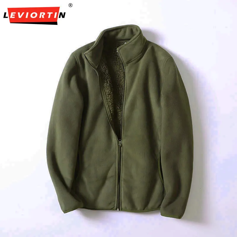 

Autumn and winter men's clothing new fashion versatile outdoor thick warm fleece simple casual loose stand up collar jacket