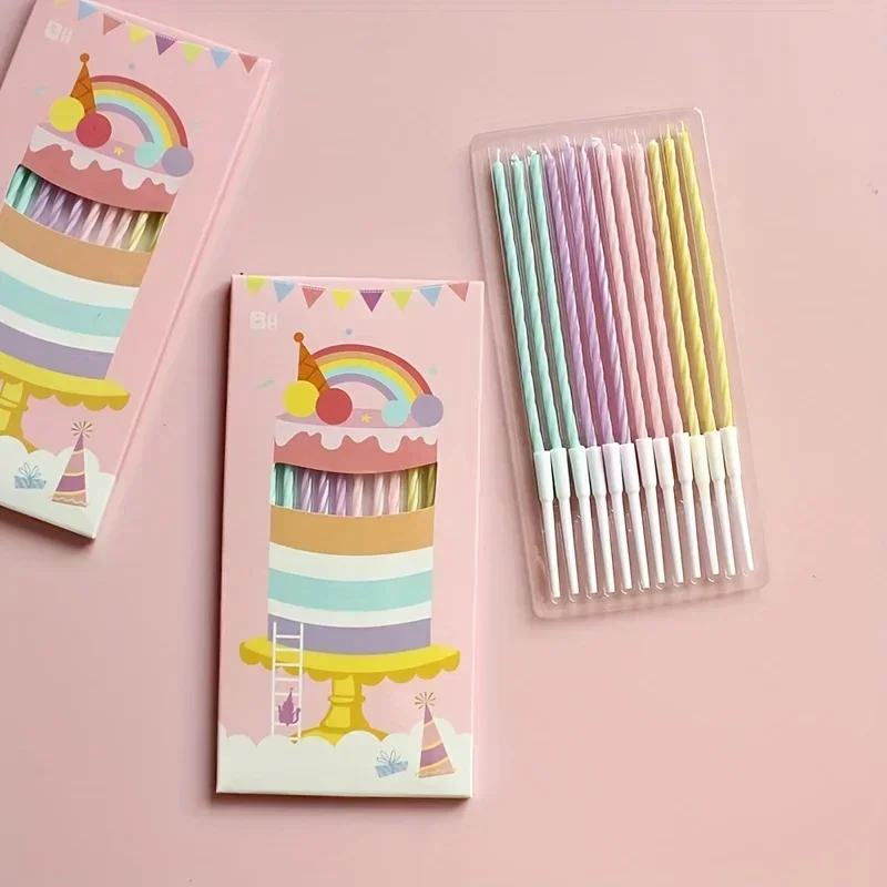 10/12 Stück, Geburtstagskerzen, Bonbonfarbene Foto-Requisiten für Geburtstagsfeiern, Regenbogen-Kuchendekorationen, Jubiläums-Kuchenkerzen – Detail 4