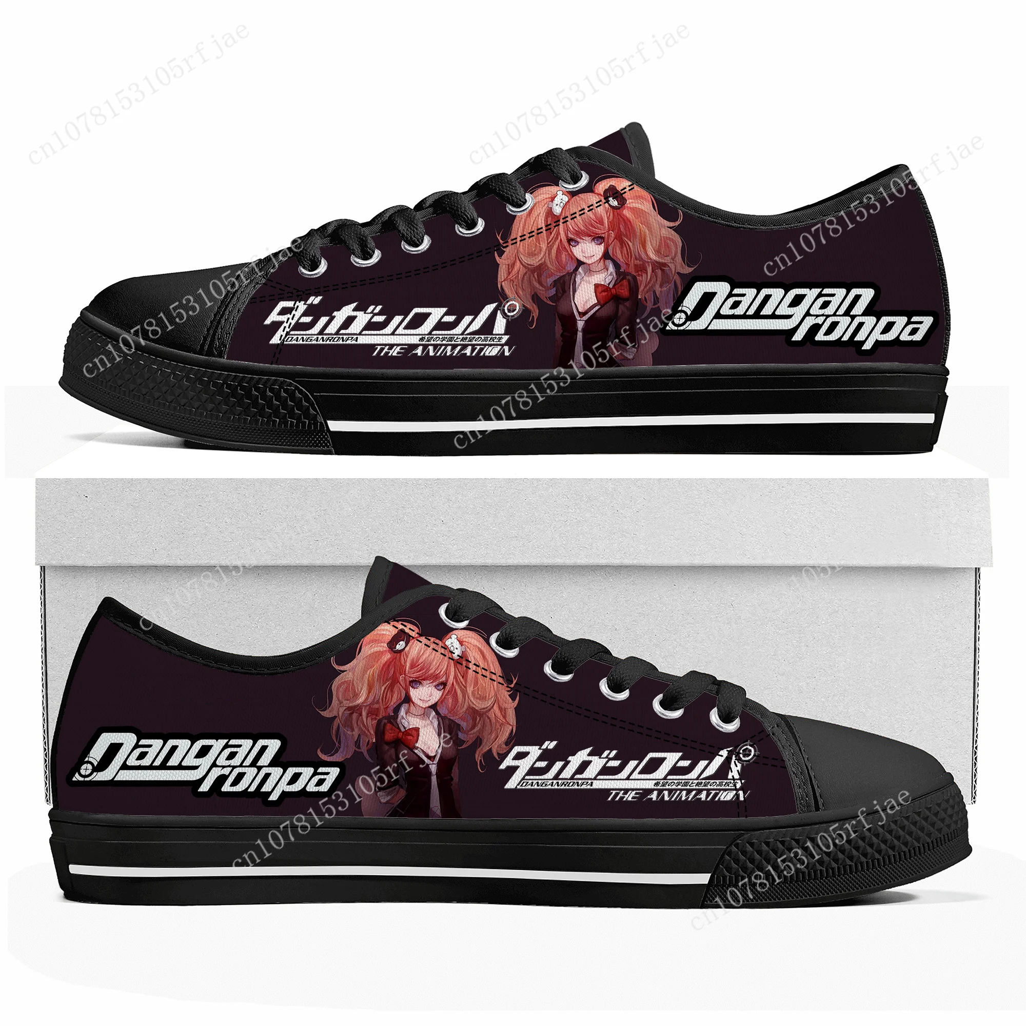 Cartoon Game Danganronpa Junko Enoshima Low Top Sneakers Women Men Teenager High Quality Shoes Casual Tailor Made Canvas Sneaker