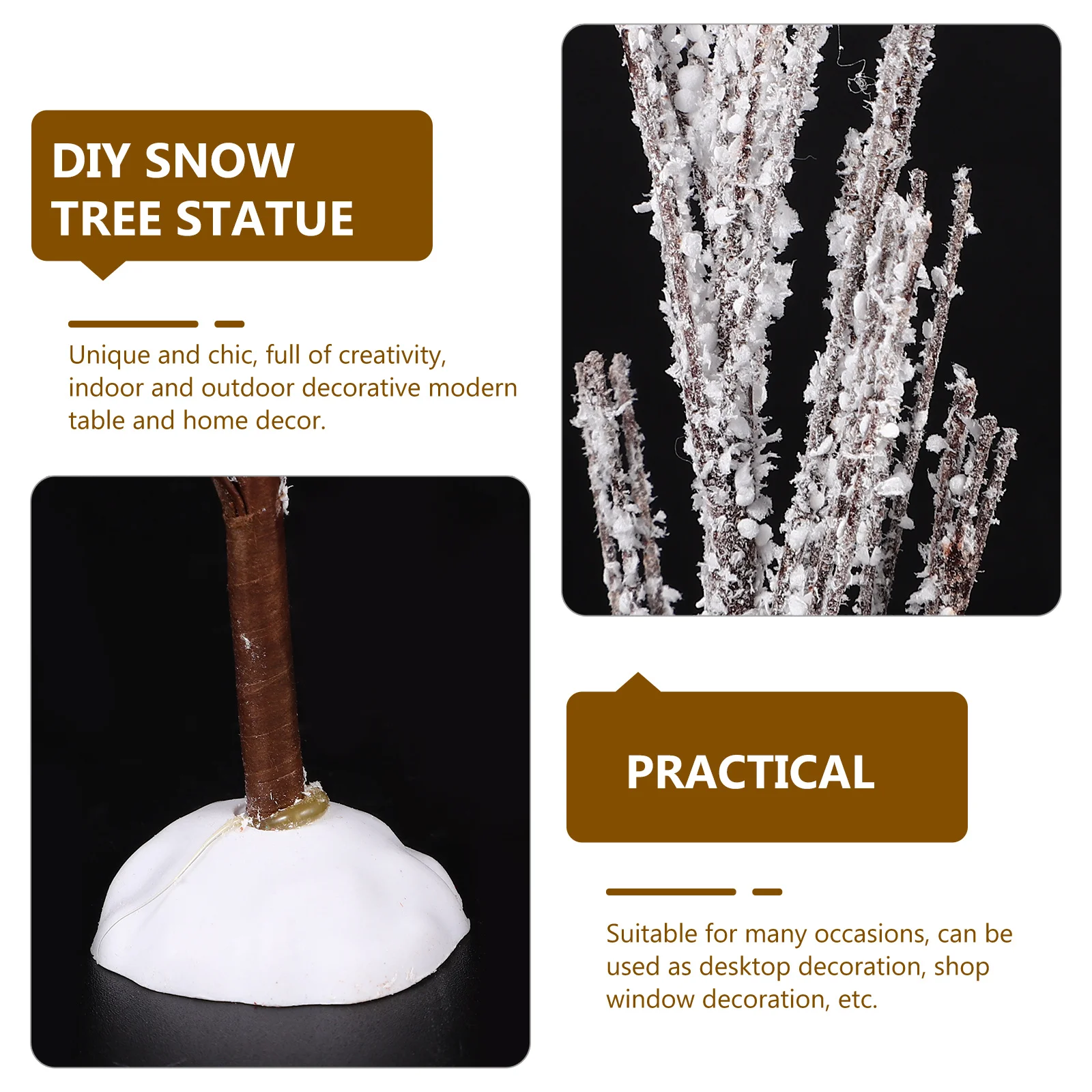 

4pcs Desktop Decor Iron Wire Tree Ornament Diy Snow Frost Sculpture For Home Room Adornment Tabletop Decoration Craft Gift Fake