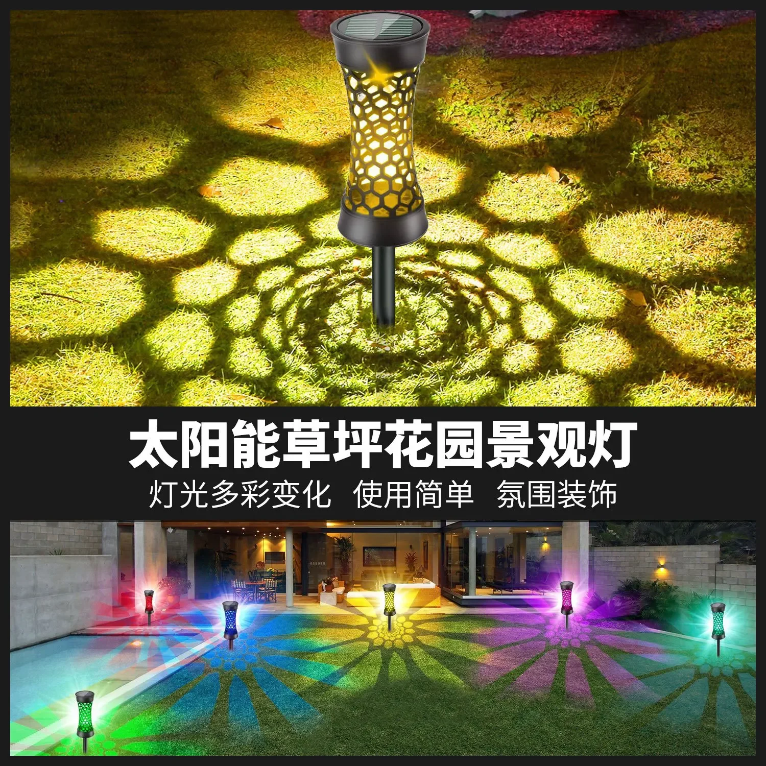 

Новейшие RGB уличные солнечные лампы для газона, садовый пейзаж, атмосфера, декоративное освещение, наземная лампа для кемпинга, IP65, водонепроницаемая, хит продаж