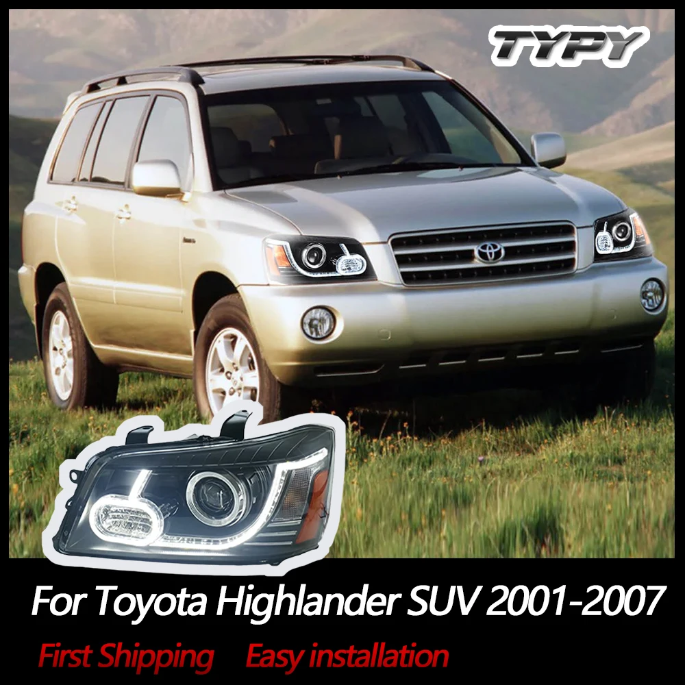 

Светодиодные фары проектора для Toyota Highlander SUV 2001 2002 2003 2004 2005 2006 2007, передние фары, фары дальнего ближнего света
