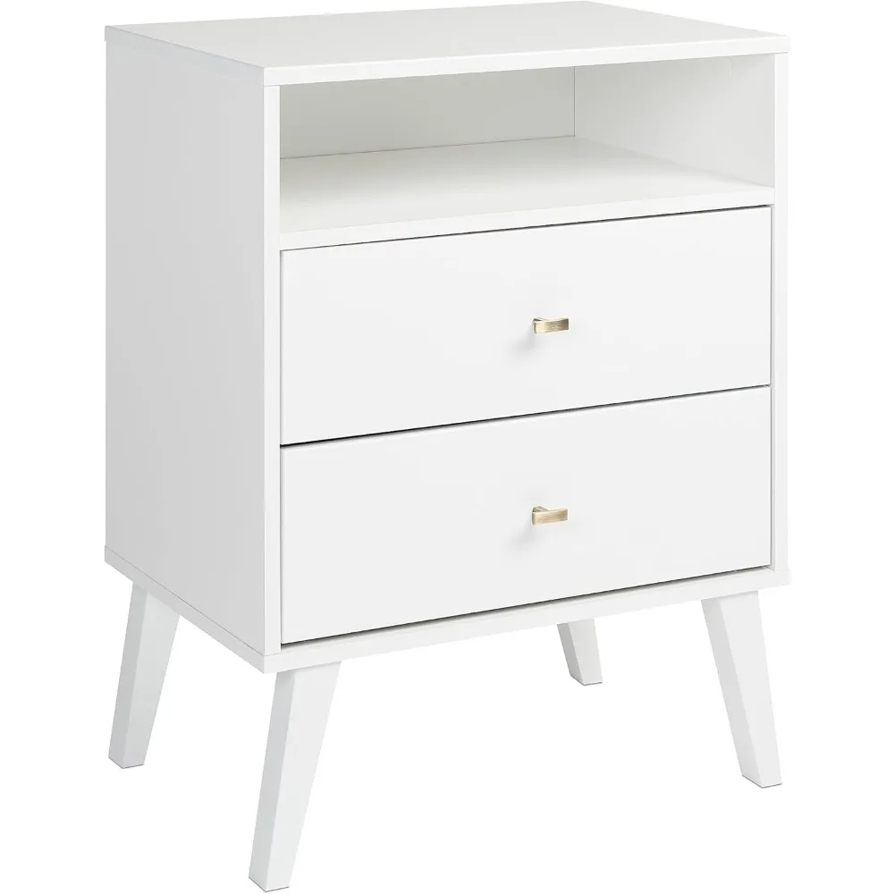 

Milo Mid-Century Modern 2 Drawer Nightstand with Open Shelf, Bedside Table, Contemporary Bedroom Furniture, 16"D x 22.5"W x 29.