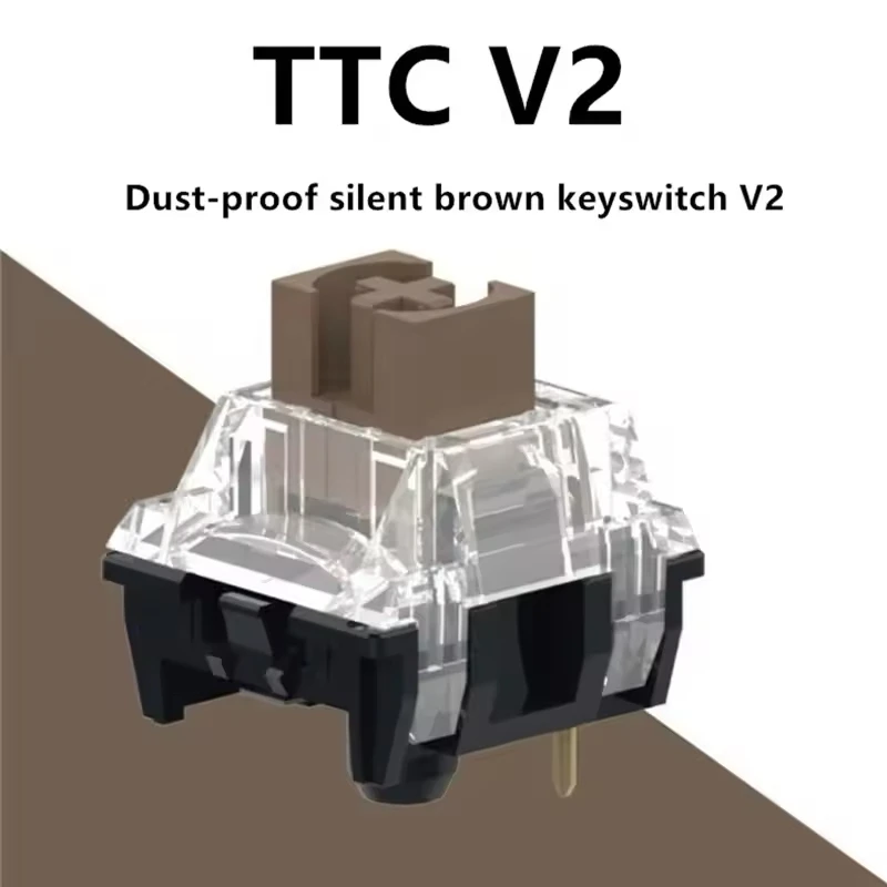 TTC Silent Brown V2 Keyboard Switches 3 Pins 55g Tactile Mute Hot Swap Dust Proof Brown Switch Custom Gaming Keyboard