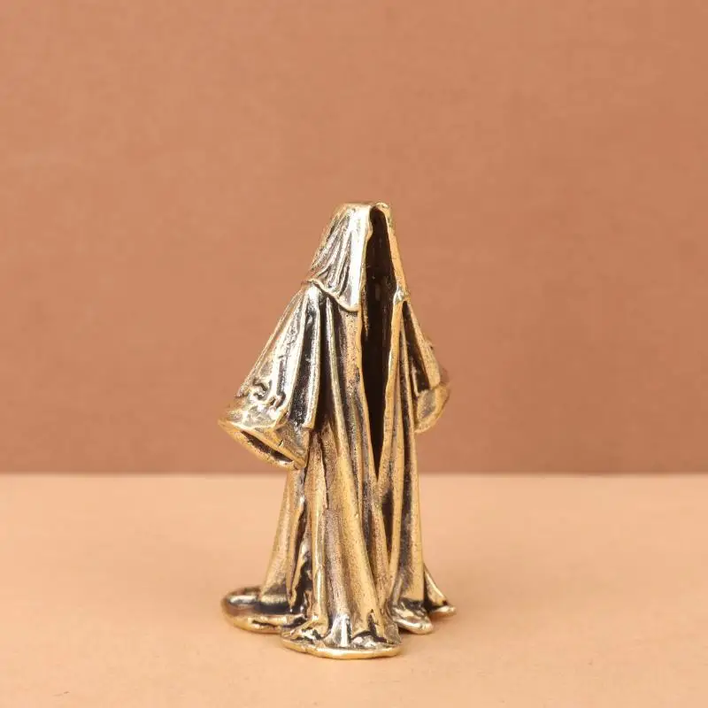 Mini-Schleiermann-Figur ohne Gesicht, Vintage-Messingstatue, kleines Dekorationsstück für das Arbeitszimmer, Schreibtisch, Weihnachtsgeschenk – Detail 8
