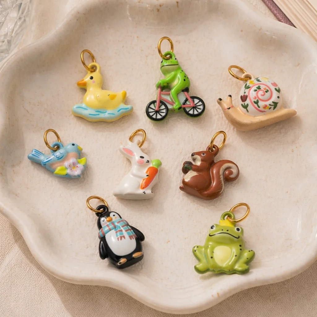 Einfache, beliebte, niedliche, romantische Kätzchen-Liebes-Pinguin-Anhänger aus Edelstahl zum Selbermachen für Schmuck. – Detail 3