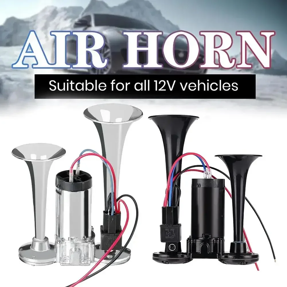 

600DB 12V/24V Super Loud Car Electric Horn Dual Trumpets Air Horn Speaker For Car SUV Vehicle Boat Train Motorcycle RV Truck