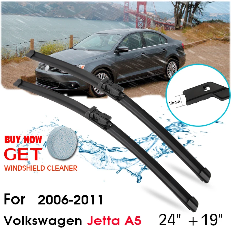 

Car Blade Front Window Windshield Rubber Silicon Refill Wipers For Volkswagen Jetta A5 2006-2011 LHD/RHD 24"+19" Car Accessories