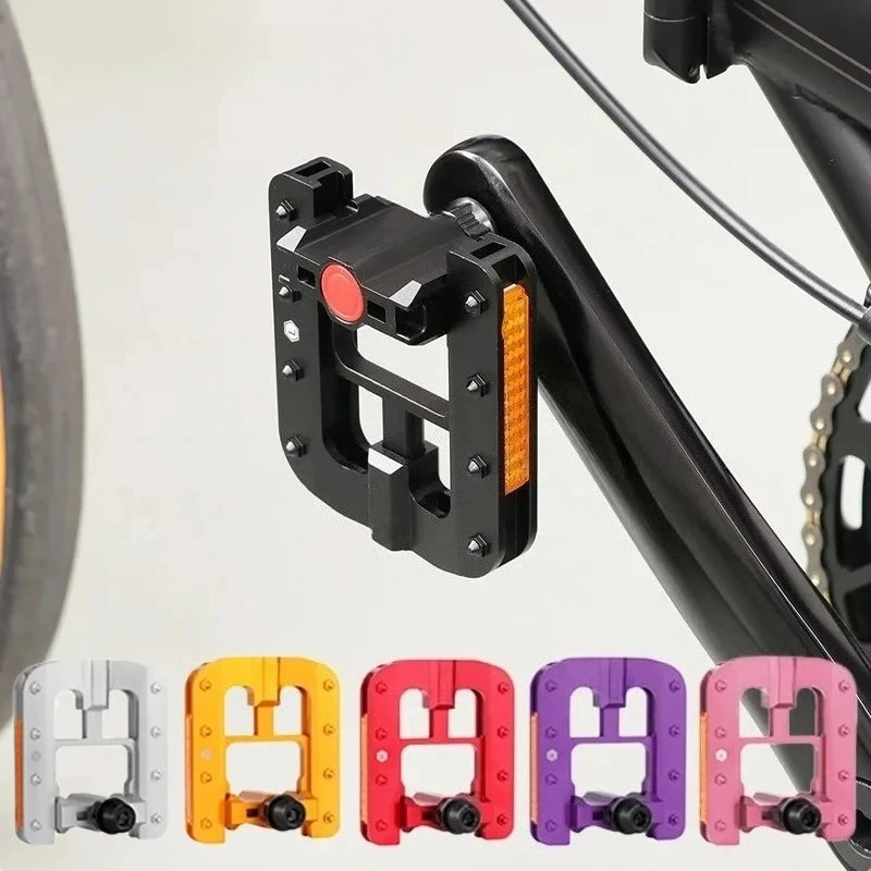 For Foldable Bicycle Flat Pedal  Aluminum Bicycle Platform Pedal Purple Folding Pedal , 1pcs
