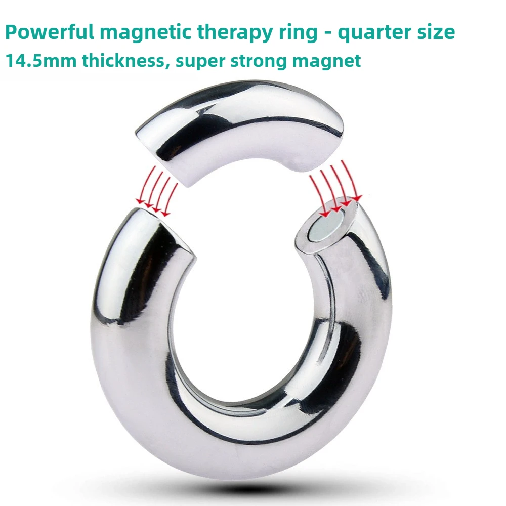 Metal Penis Ring Magnetic Ball Stretcher Stainless Steel Silver Cock Ring Weighted Exercise Scrotum Pendant Bondage Sex Toys Men view 3