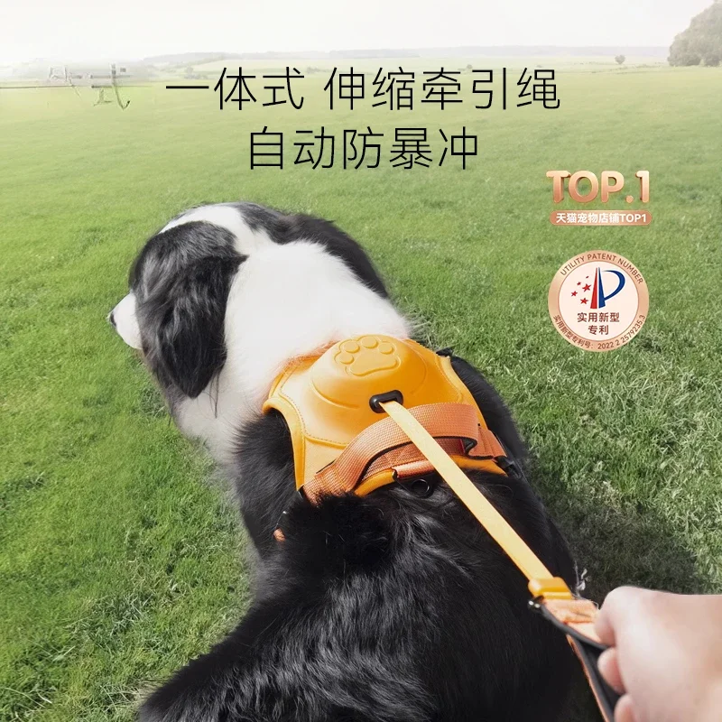 Dog Hand Holding Rope Chest and Back Integrated Retractable Dog Leash Anti Breaking Loose