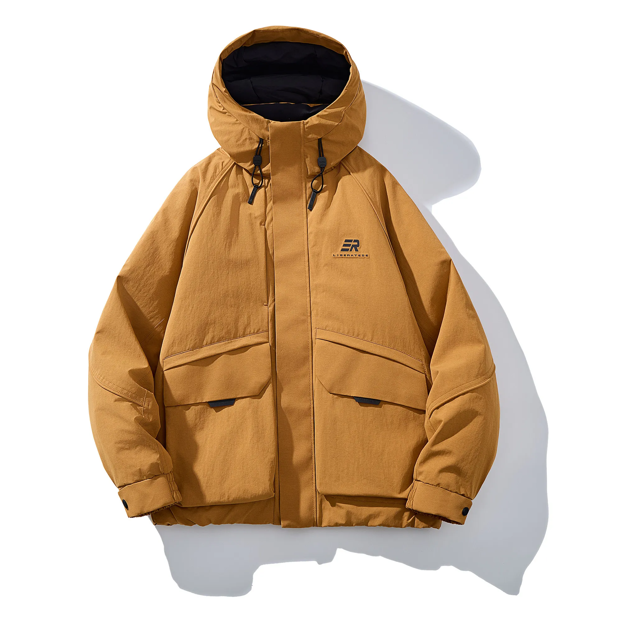 

Мужская утепленная пуховая куртка для осени и зимы, ветрозащитная, теплая, с множеством карманов, модная, повседневная, из полиэфирного волокна