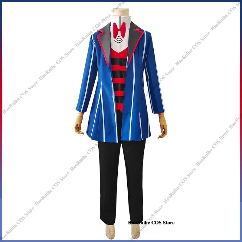Helluva Boss Blitzo Cosplay Costume Top Coat Pants Hat Bow Tie Sets Anime Cosplay Halloween Carnival Party Men Uniform Outfits