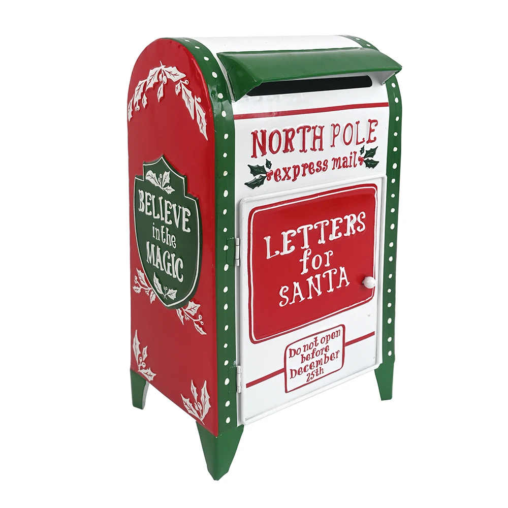 Garden Metal Mailbox Christmas Wishing Mailbox Leaving Message Post Box Standing Santa Mailbox Farmhouse Design Outdoor