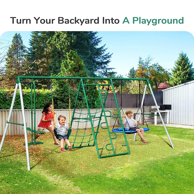 wr-Outdoor Garden Swing Set wi - Kids Outdoor Climbing Frame ulasan dan harga