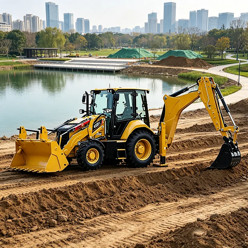 Heavy Duty 4WD Backhoe Loader Hydraulic Digger Loader for Road Repair Project