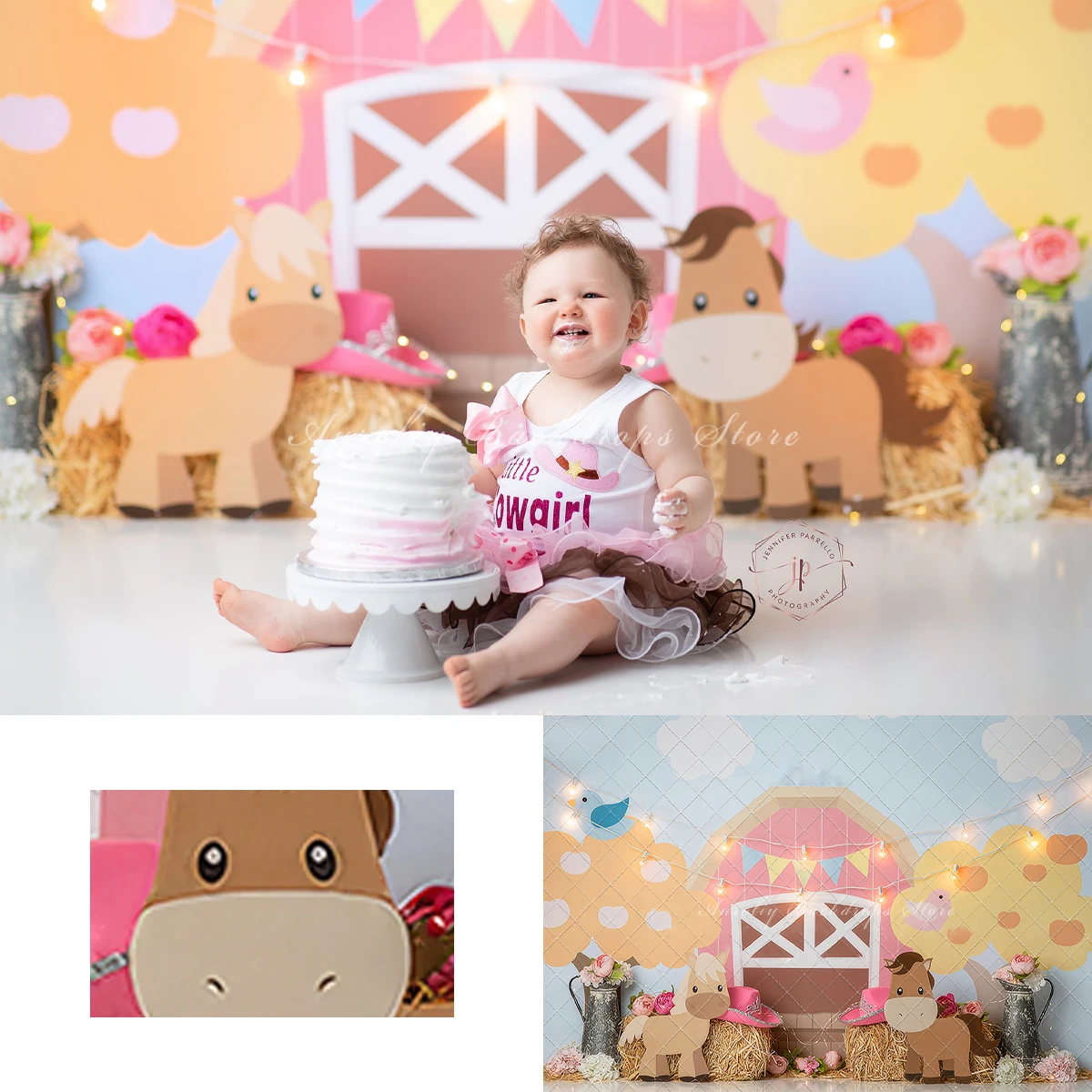 

Pretty Pastel Barnyard Backgrounds Kids Adult Photography Props Child Baby Decors Studio Photo Haystack Oxen Horses Backdrops