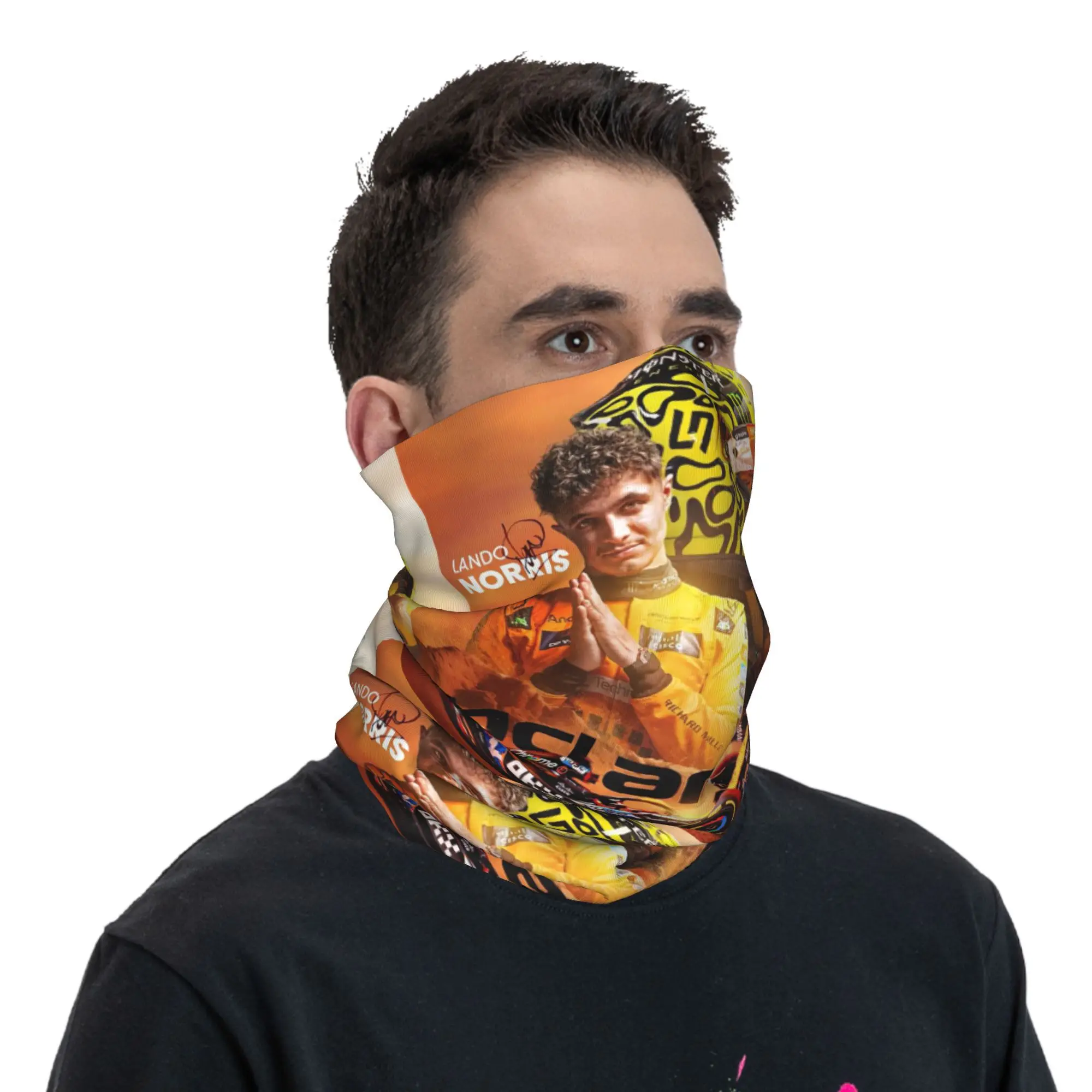 สูตร 1 Lando Norris ผ้าพันคอคอ Gaiter พิมพ์ผ้าพันคอ Multi-use Balaclava ขี่สําหรับผู้ชายผู้หญิงผู้ใหญ่ All Season