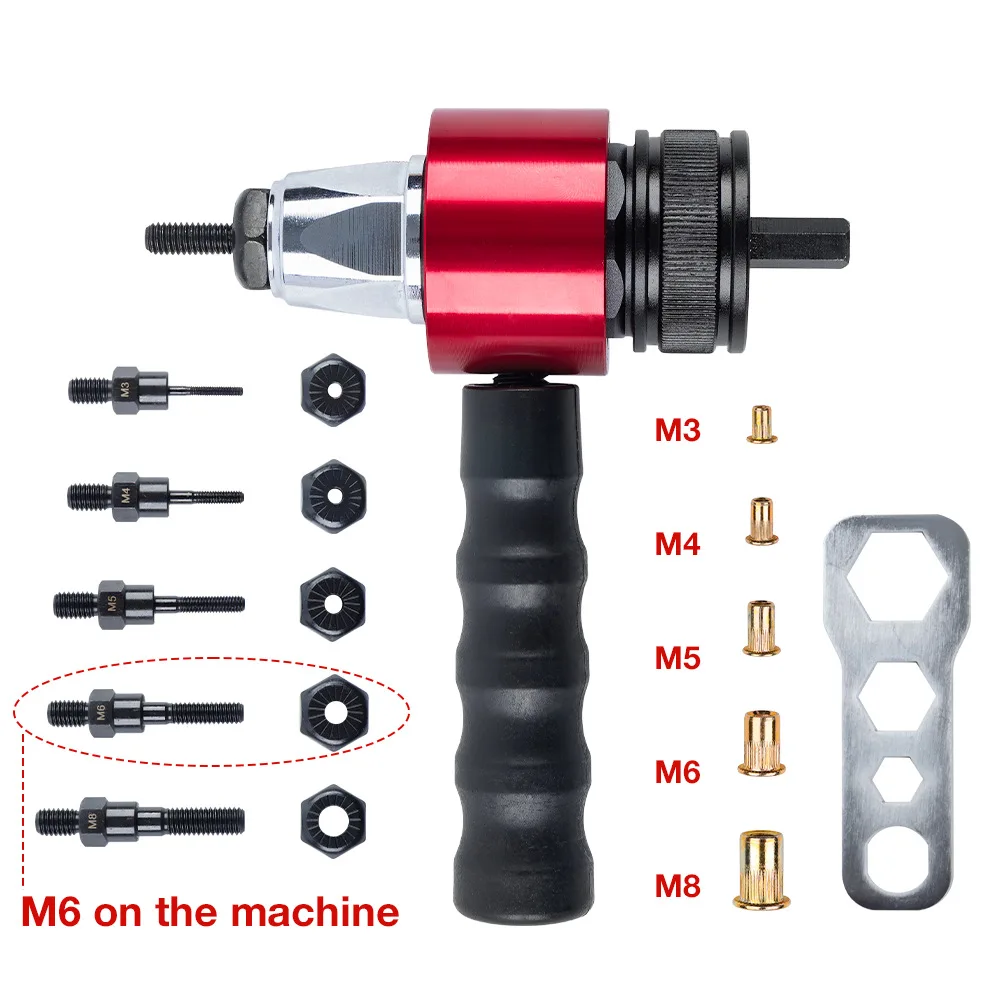 Household Electric Rivet Nut Gun Converter Rivet Gun M3 M4 M5 M6 M8, Industrial Grade Nut Riveting Tool, Fast Nut Riveting Tool