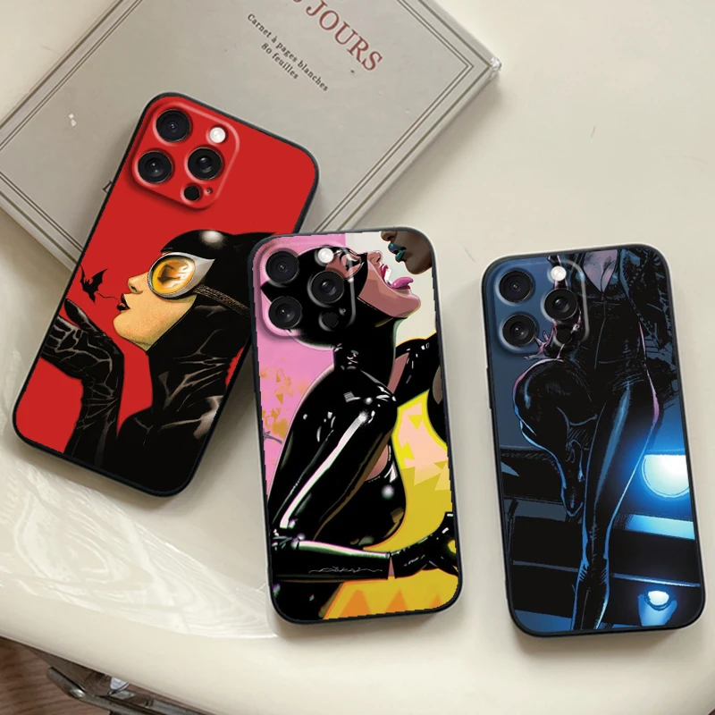 Film C-Catwoman Sexy For iPhone 15 14 13 12 11 XS XR X 8 7 SE Pro Max Plus Mini Black Soft Phone Case