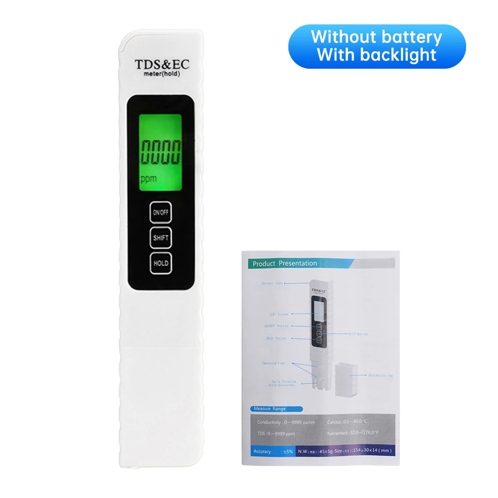 1pc Wasser Qualität Test Stift 3 In 1 PH Tester TDS/EC/TEMP Leitfähigkeit Integrierte Meter Nicht-slip Für Aquakultur Schwimmen Pools