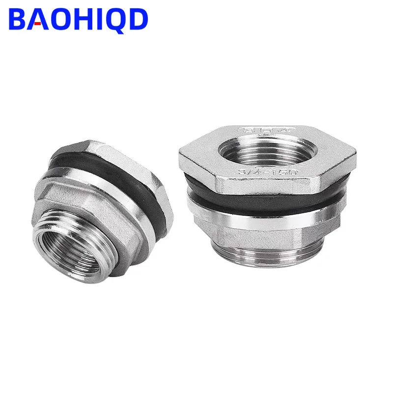 

1/2" 3/4" 1" 1-1/4" 1-1/2" DN15 BSP Female Thread 304 Stainless Steel Pipe Fitting Bulkhead Water Tank Connector Adapter ﻿